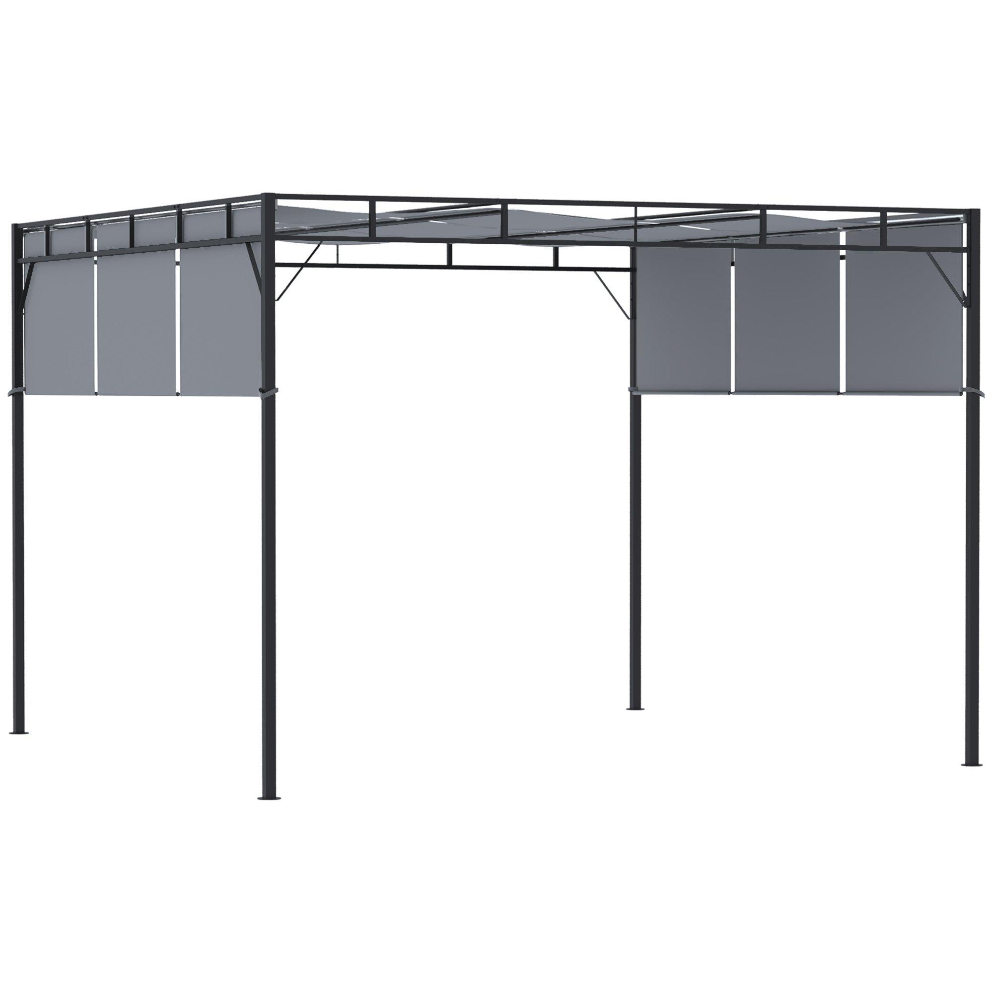 3Metre Steel Pergola Garden Gazebo with Retractable Canopy
